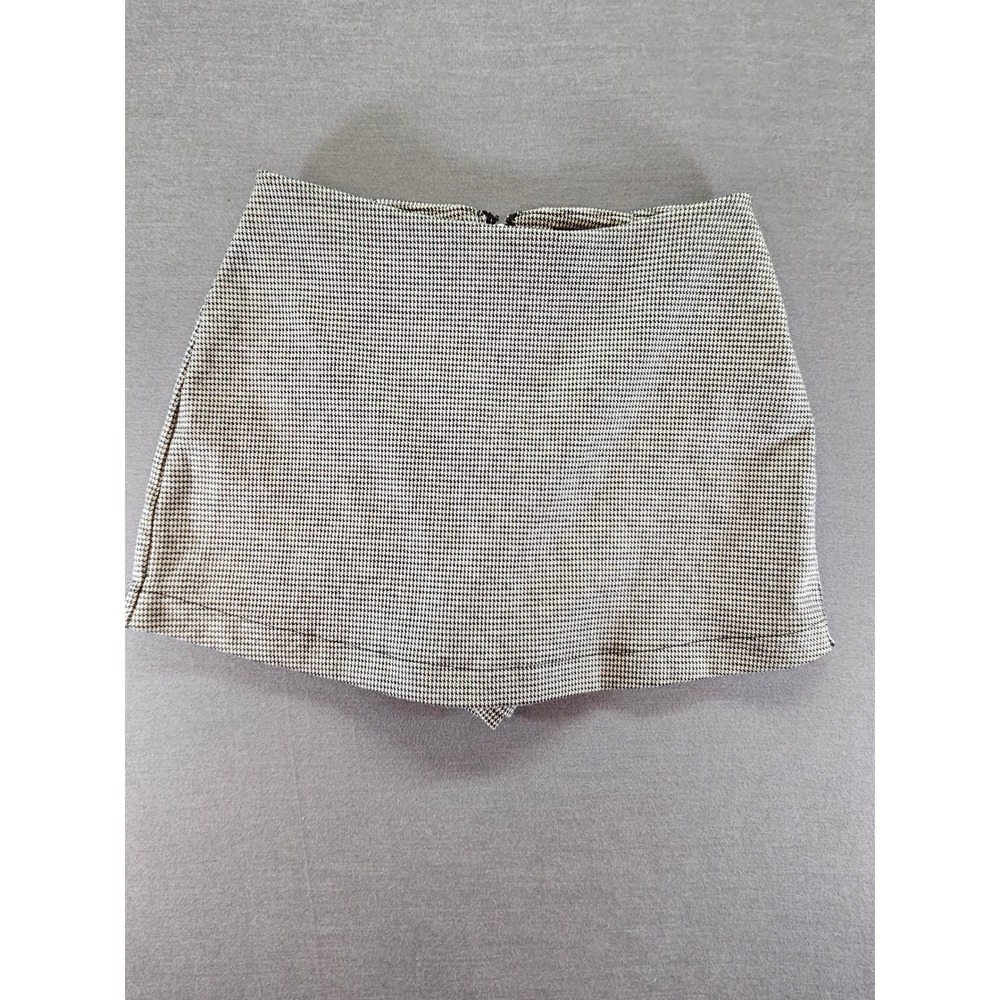 Forever 21 Houndstooth Skort Black White Plaid Mini Skirt Shorts XS